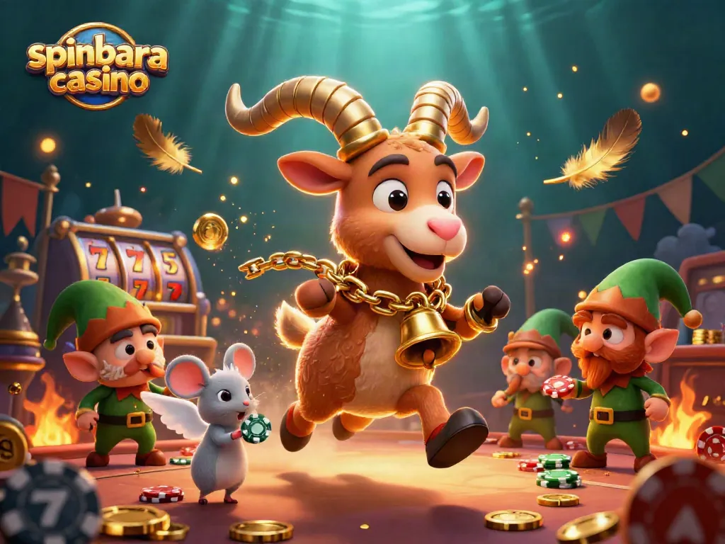 Experience the spinbara casino action with a lively Krampus-themed scene filled with excitement and stakes.